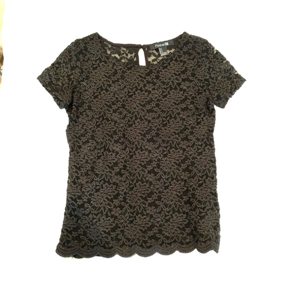 Forever 21 Black Lace Shirt Size XS - Picture 1 of 4